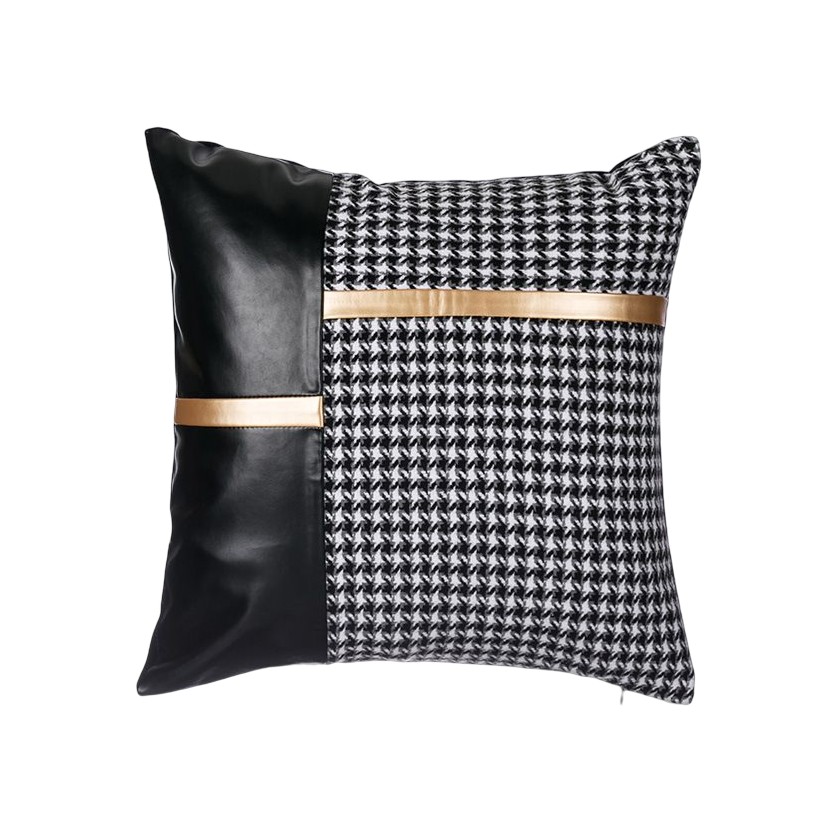 Golden Belt Horizontal 2D Black Cushion Cover-45x45CM