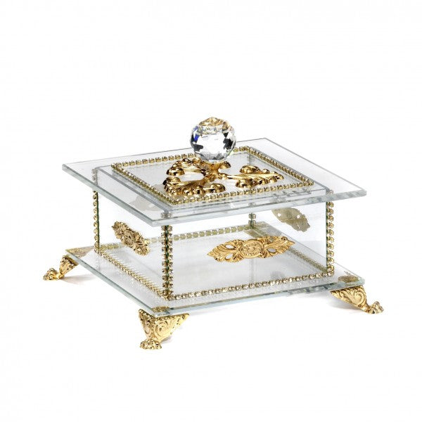 SMALL BOX IN GLASS AND GOLD METAL-DC5555/OR