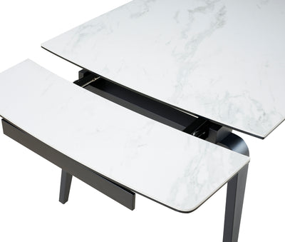Kama Curve Legs Extensible Dining Table - White