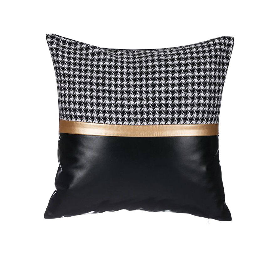 Golden Belt Horizontal Black Cushion Cover-45x45CM