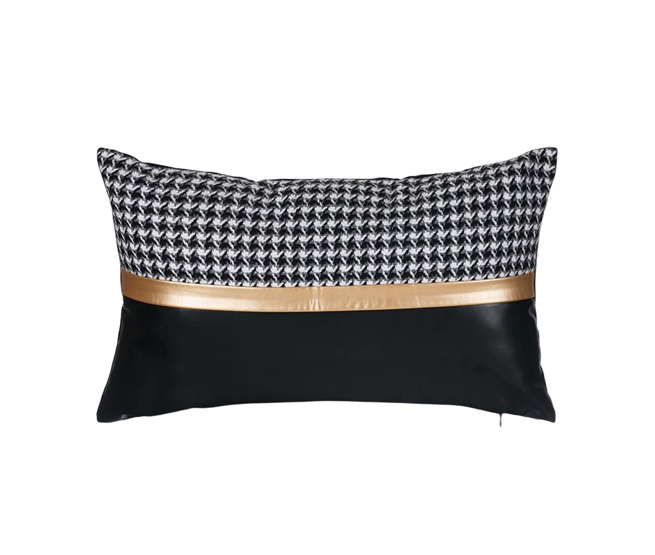 Small Golden Belt Horizontal Black Cushion Cover-30x50CM