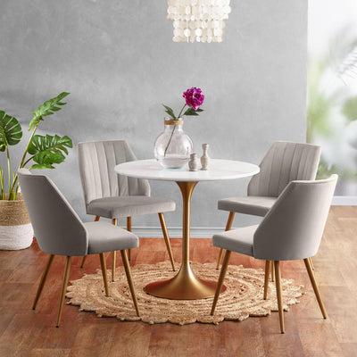 Flute Round Marble Table - White