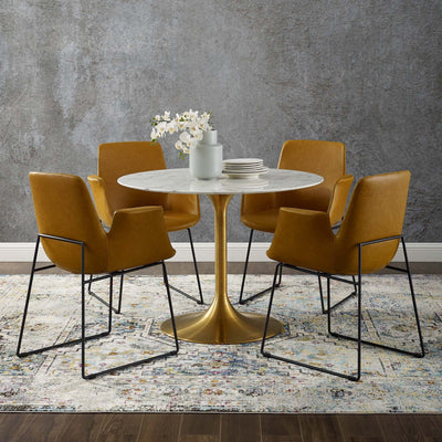 Flute Round Marble Table - White