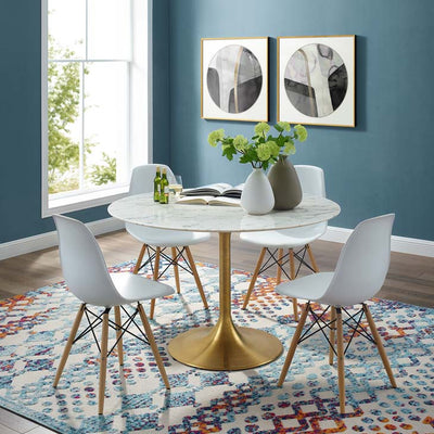 Flute Round Marble Table - White