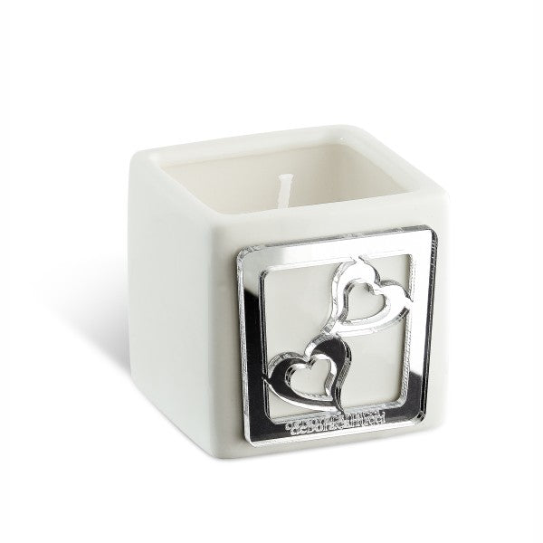 LARGE CANDLE HOLDER IN CERAMIC AND DETAIL IN SILVER PLEXIGLASS-DC5782/AG