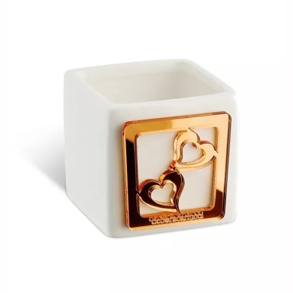 SMALL CANDLE HOLDER IN CERAMIC AND DETAIL IN COPPER PLEXIGLASS-DC5781/RA